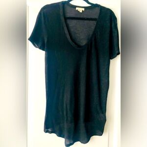 HELMUT LANG ASYMMETRICAL HEM SHEER TEE